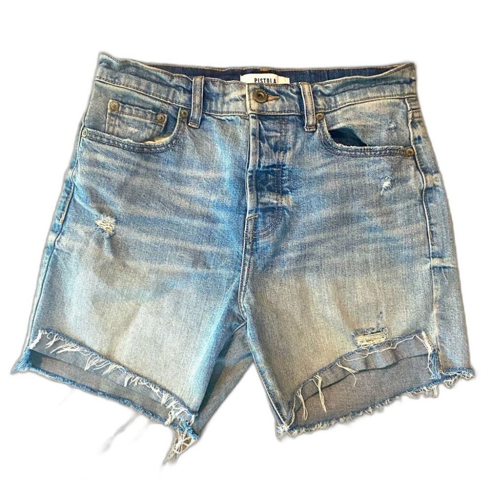 Pistola High Rise Cut Off Raw Hem Denim Shorts 5” inseam size 27